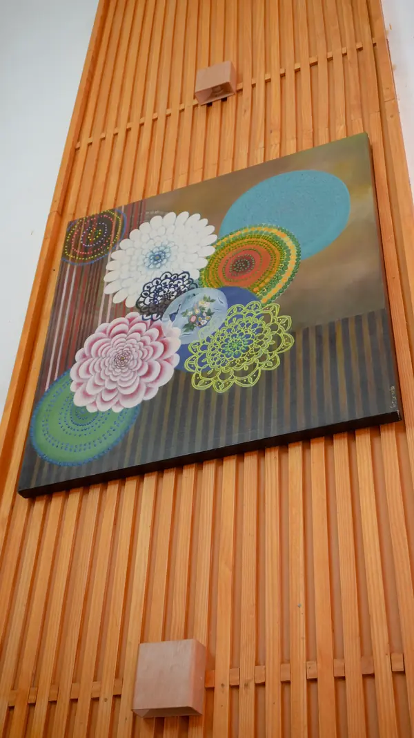 Quadro decorativo no painel de madeira